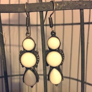 White Stone Vintage Earrings